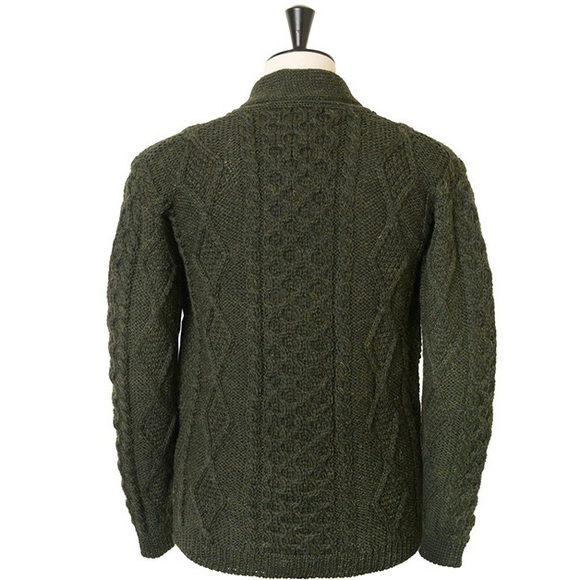Howlin' Cable-Knit Shawl Collar Wool Cardigan In Green Size Medium - Picture 2 of 8